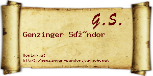 Genzinger Sándor névjegykártya