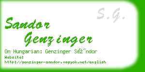 sandor genzinger business card